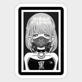 Anime girl, satanic pentagram otaku Sticker